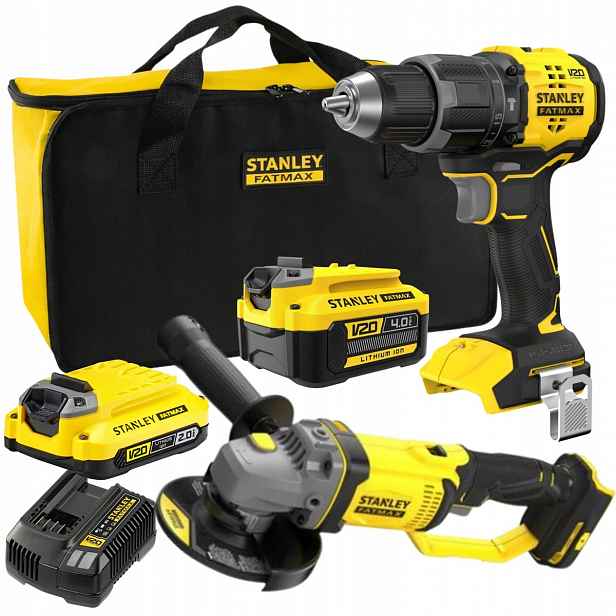Stanley Komplet Combo V20 18V Šroubovák SFMCD716 Bruska SFMCG400 2Ah 4Ah