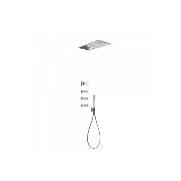 Tres SHOWER TECHNOLOGY 09286408 Termostatický podomítkový elektronický sprchový set - lesklý chrom