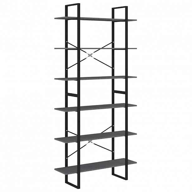 vidaXL Vysoký regál šedý 100 x 30 x 210 cm masivní borové dřevo