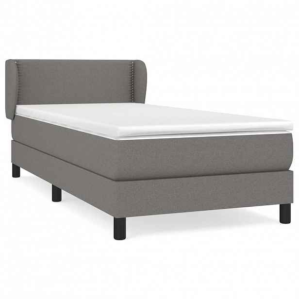 vidaXL Box spring postel s matrací tmavě šedá 90x190 cm textil
