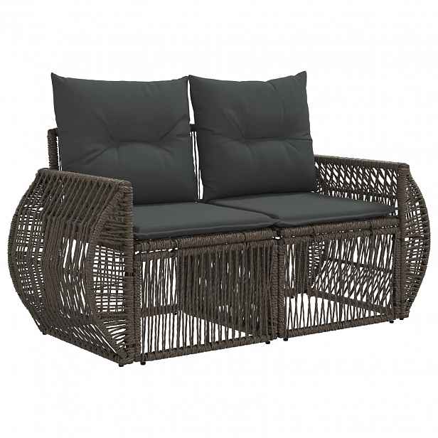 vidaXL Zahradní sofa 2-Počet míst Šedá polyratan