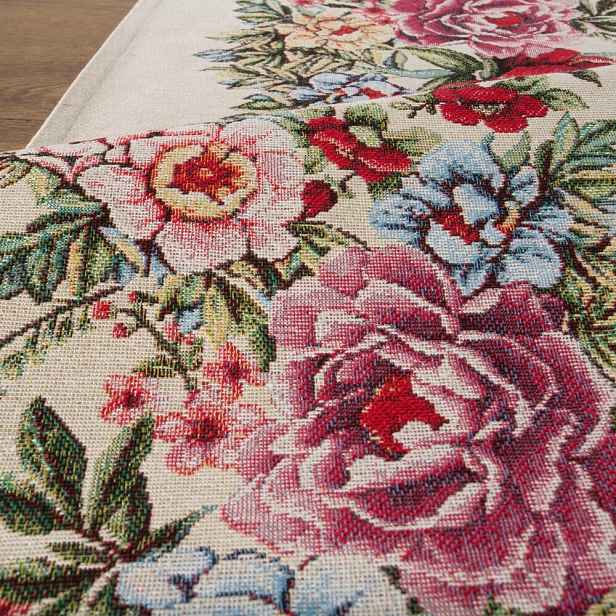 Dekorativní ubrus gobelín Gria 140x180 Eurofirany, přírodní červené květy