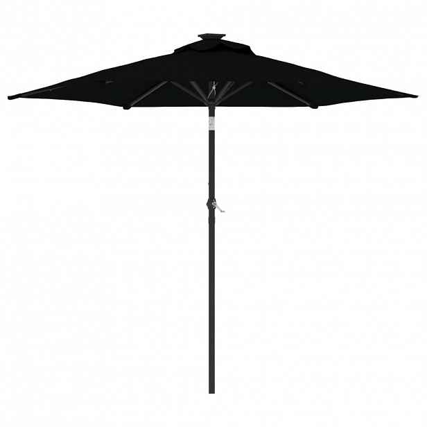 vidaXL Zahradní slunečník s ocelovou tyčí černý 225 x 225 x 212 cm