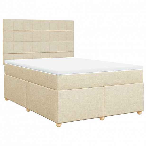vidaXL Box spring postel s matrací krémová 140x190 cm textil