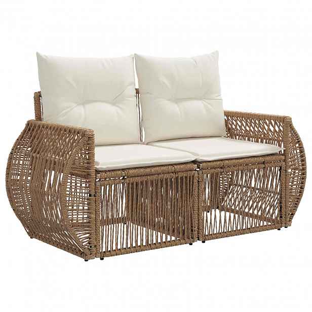 vidaXL Zahradní sofa 2-Počet míst Béžová polyratan