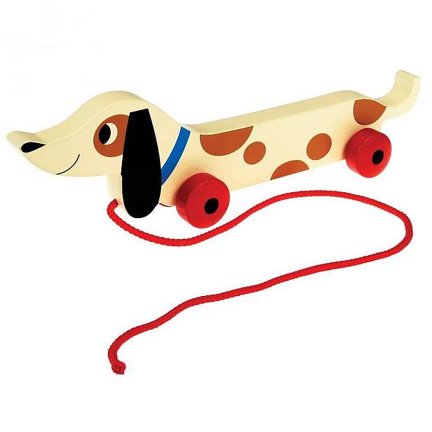 Dřevěný tahací jezevčík Rex London Charlie The Sausage Dog, délka 31,5 cm
