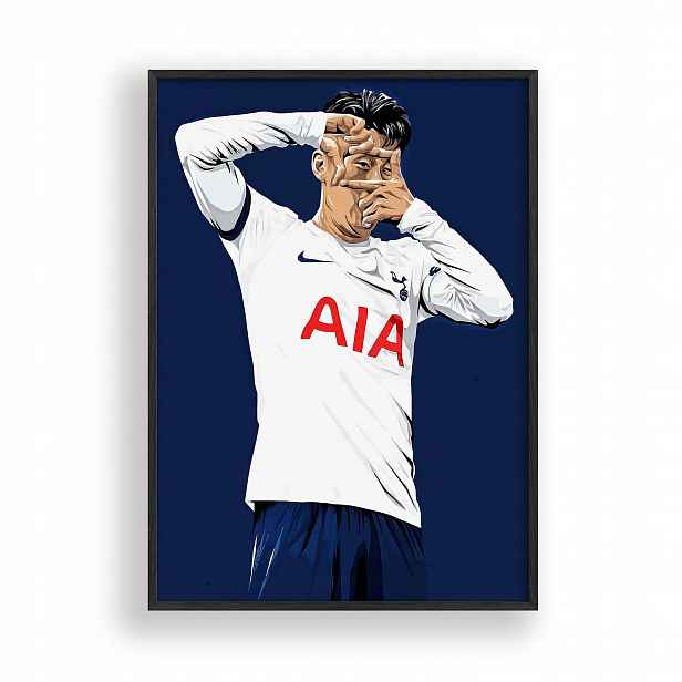 Obraz Son Heung-min Tottenham Plakát Rámeček Dřevěný Černý 30x42 cm