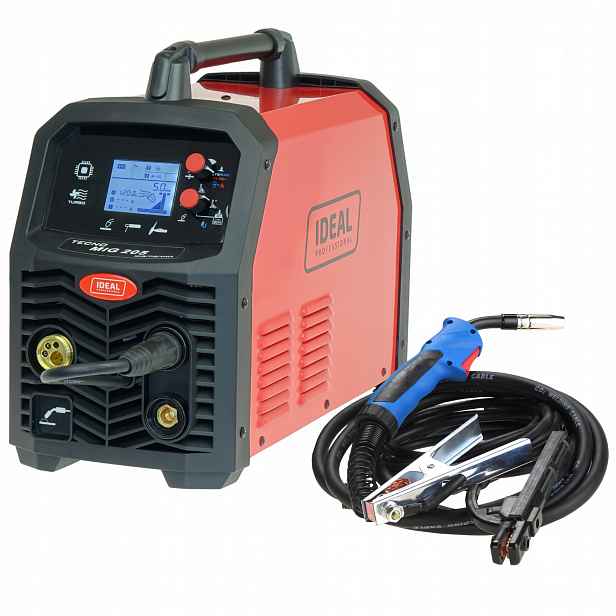 Svářečka Mig/mag Tecnomig 205 LCD poloautomatická 200A Mma sada