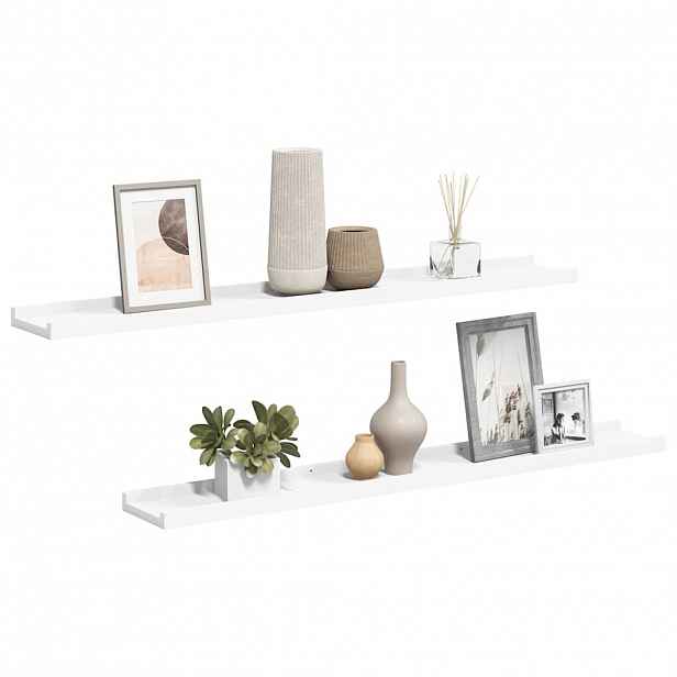 vidaXL Poličky na zarámované obrázky 2 ks bílé 80 x 9 x 3 cm MDF