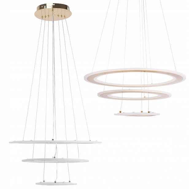 Závěsná Lampa Moderní Led Kruhy G042-3CP Zlaté Kroužky Velká 46 CM Toolight