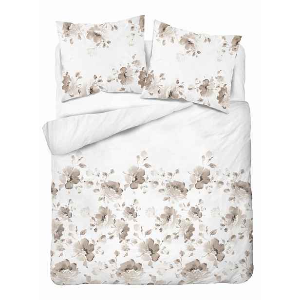 Povlečení 220x200 Béžově hnědé květy Home Satin