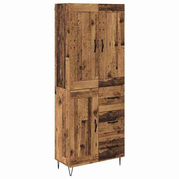 vidaXL Vysoký bufet Staré dřevo 69,5 x 34 x 180 cm Kompozitní dřevo