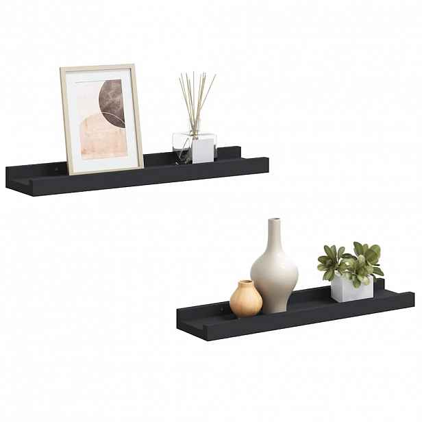 vidaXL Poličky na zarámované obrázky 2 ks černé 40 x 9 x 3 cm MDF