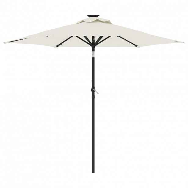 vidaXL Zahradní slunečník s LED a ocelovou tyčí bílý 225x225x212 cm