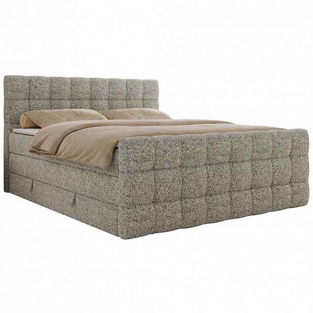 MKS POSTEL BOXSPRING ALTIVO KING DUO 140/200 - Béžová Strukturovaná látka - Topper T25 - H4
