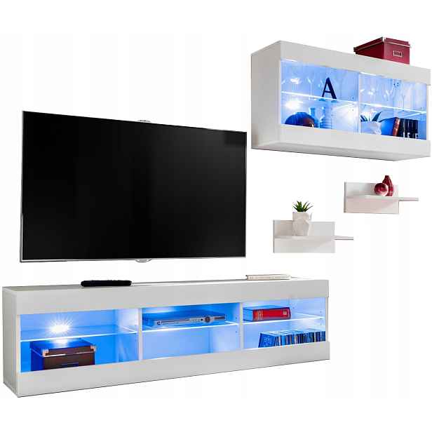 Sada nábytku Rtv Tivoli SET3 Bílá/Bílá, Modré Led