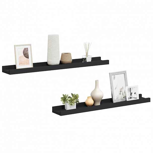 vidaXL Poličky na zarámované obrázky 2 ks černé 60 x 9 x 3 cm MDF