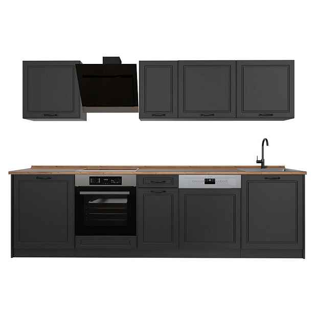 Vicco KUCHYŇSKÝ KOUT R-Line, Antracitový venkovský dům/Antracit, 280 cm pracovná doska Dub Goldkraft
