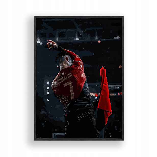 Obraz Cristiano Ronaldo Plakát Rámeček Dřevěný Černý 30x42 cm
