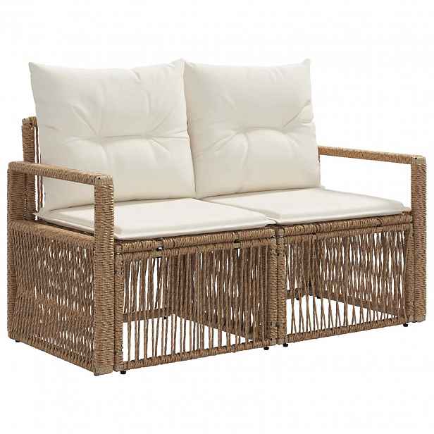 vidaXL Zahradní sofa 2-Počet míst Béžová polyratan