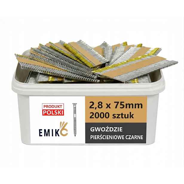 Hřebíky do hřebíkovačky spojované papírem 2,8x75mm 34° 2000ks Kroužek Ča