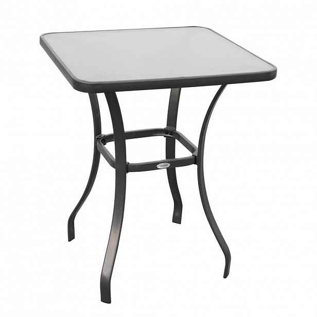 Redom ZAHRADNÍ bistro stolek 68,5/68,5/84 cm s deskou z tvrzeného skla a kovovou konstrukcí, Černá