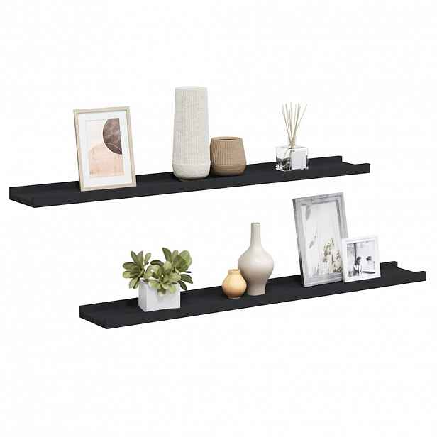 vidaXL Poličky na zarámované obrázky 2 ks černé 80 x 9 x 3 cm MDF