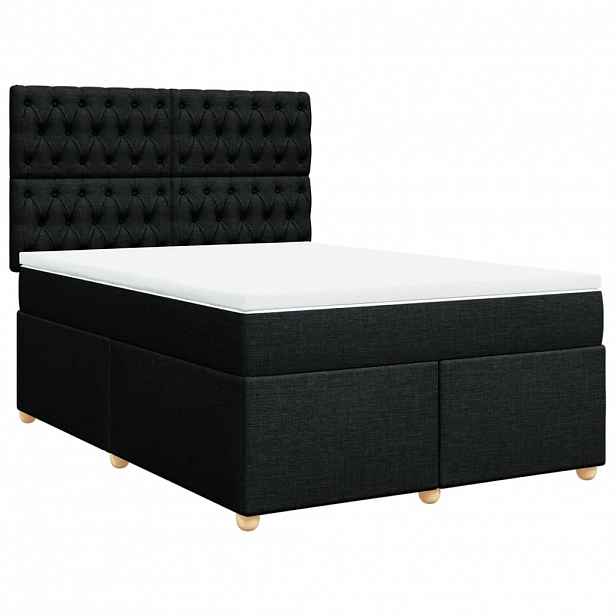 vidaXL Box spring postel s matrací černá 140 x 190 cm textil