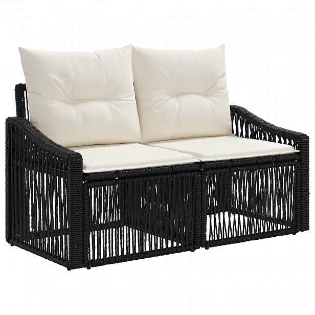 vidaXL Zahradní sofa 2-Počet míst Černá polyratan