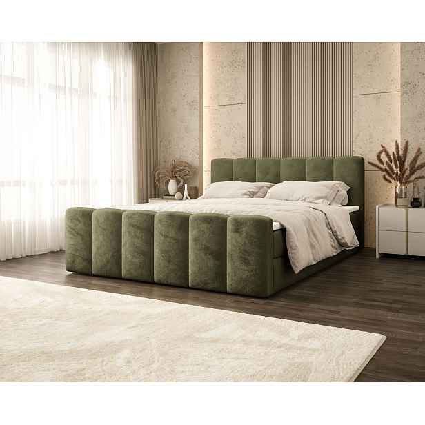 Čalouněná manželská postel 180x200 DADNIA - tmavě zelená