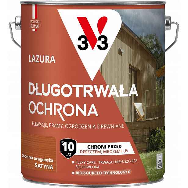 V33 Lazura Dlouhodobá ochrana 10 let ochrany Borovice Oregonská saténová 4.5 L