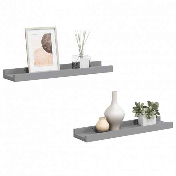 vidaXL Poličky na zarámované obrázky 2 ks šedé 40 x 9 x 3 cm MDF