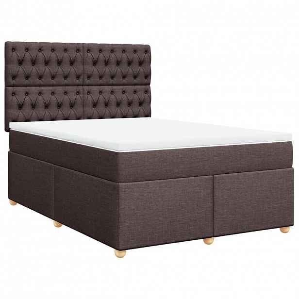 vidaXL Box spring postel s matrací tmavě hnědá 140x190 cm textil
