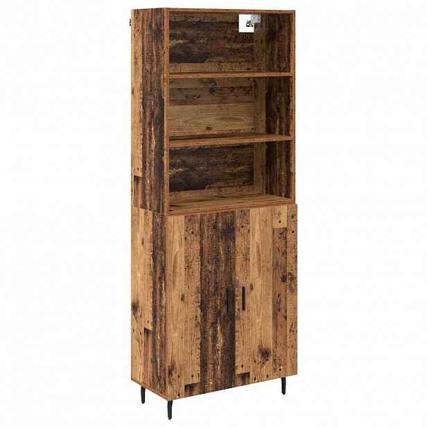 vidaXL Vysoký bufet 2 ks Staré dřevo 69,5 x 32,5 x 180 cm