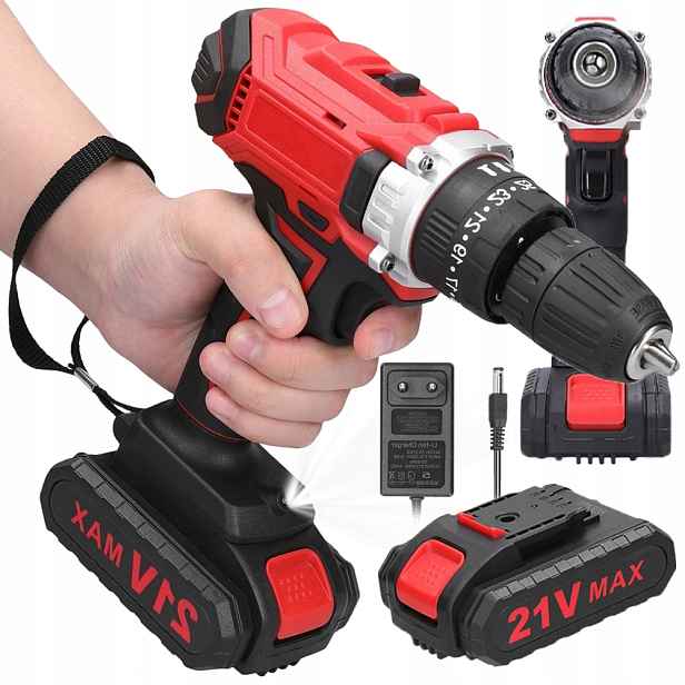 Aku Vrtačka 2xAKU Příklepová Silná 21V Šroubovák