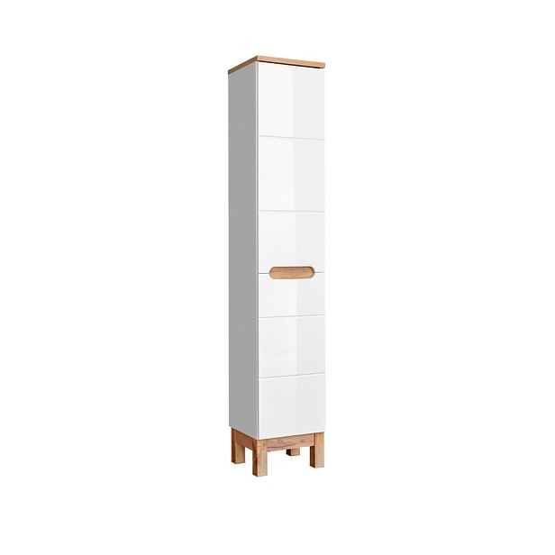 Koupelnový sloupek s košem na prádlo, stojící skříňka BALI WHITE 804 FSC