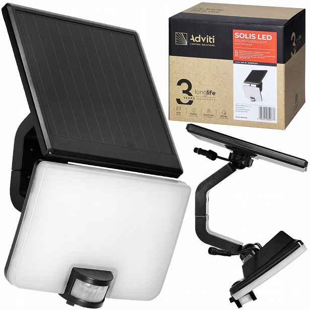 Solární reflektor s pohybovými senzory 10W Solis IP54 černý Orno Adviti