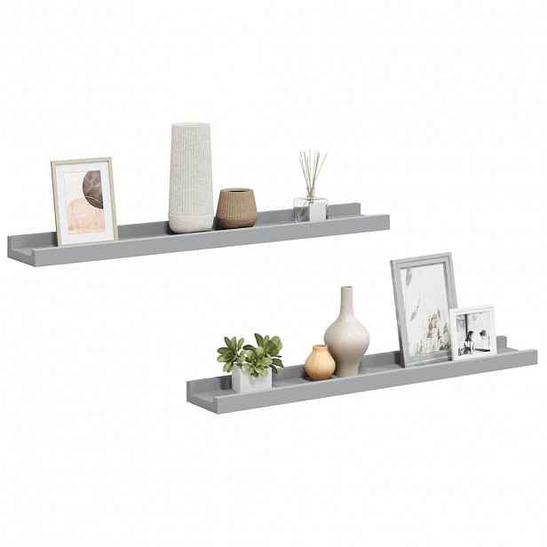 vidaXL Poličky na zarámované obrázky 2 ks šedé 60 x 9 x 3 cm MDF