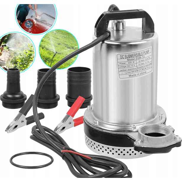 Čerpadlo Na Vodu 12V 220W 8000L/H DC Výkonný Motor Pro Zahradu Jezírka