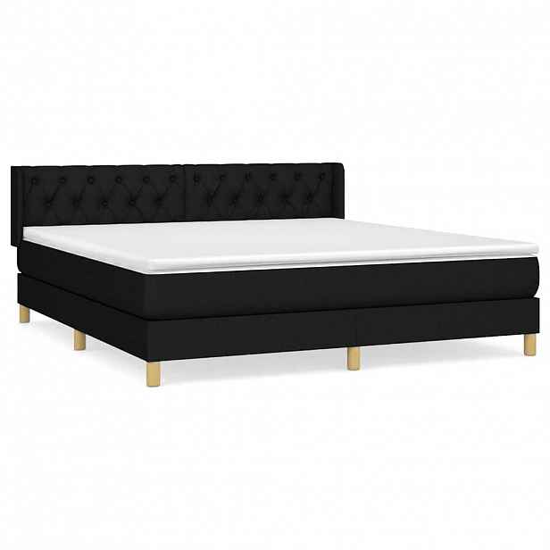 vidaXL Box spring postel s matrací černá 160x200 cm textil