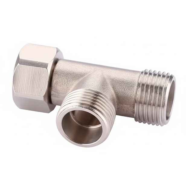 Eco produkty T-kus 3/8" s jednou otočnou maticí - T adaptér s maticí 3/8" x 3/8" x 3/8" povrch nikl