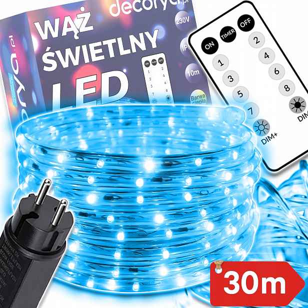 Led Světelná Hadice Ozdobná 30 M Kombinovaný Bezdrátový Dálkový Ovladač Bílá Studená