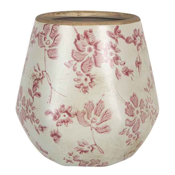 Retro obal na květináč s růžovými květy Mali - Ø  11*11 cm Clayre & Eef