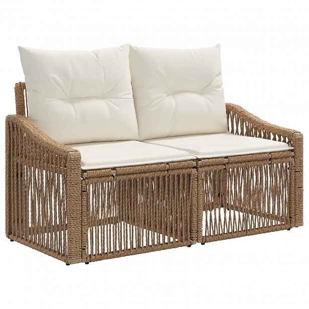 vidaXL Zahradní sofa 2-Počet míst Béžová polyratan