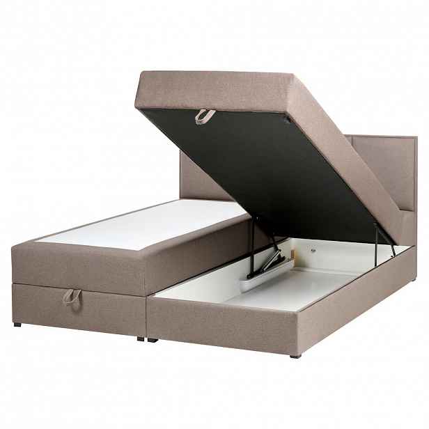 Beliani BOXSPRINGOVÁ POSTEL s úložným prostorem 160/200 cm Látka Taupe Baronet