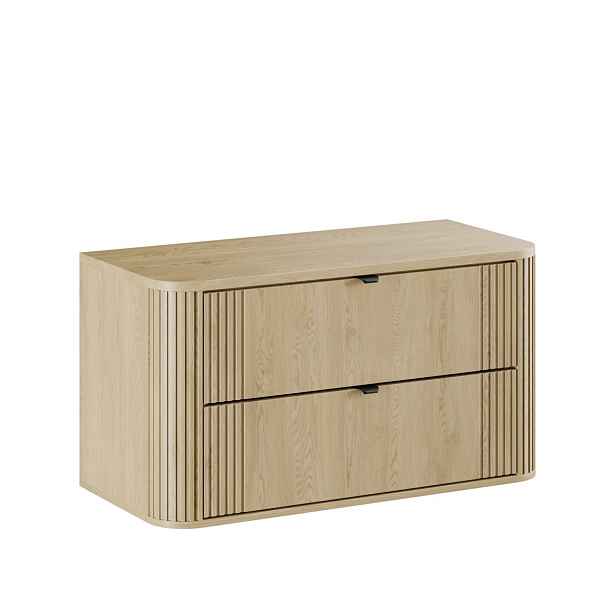 Skříňka pod umyvadlo s deskou, oblá, drážkovaná dub Ovalia Cremona (Set-ovc b cremona 100cm)