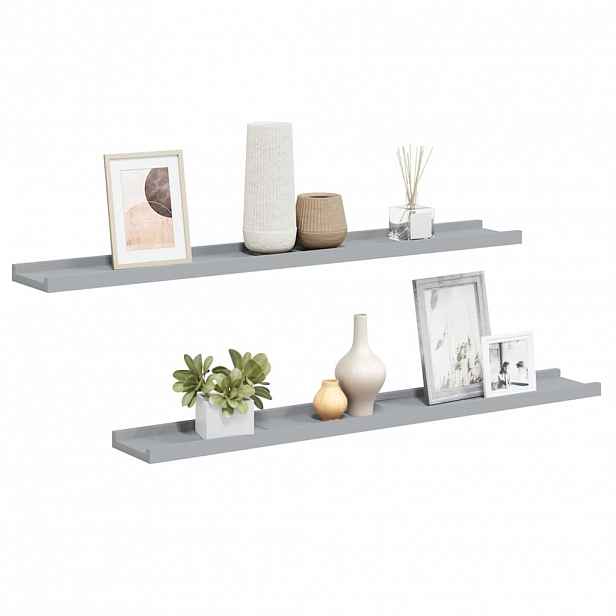 vidaXL Poličky na zarámované obrázky 2 ks šedé 80 x 9 x 3 cm MDF