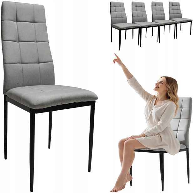 4 židle Solden Šedá Čalouněná, ergonomická, pro jídelnu, kancelářskou kuchyni