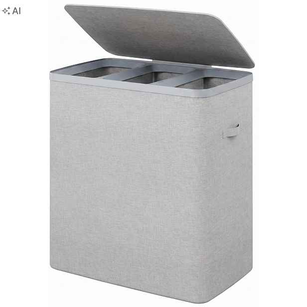 4CONVY koš na prádlo Slimbin s úzkým víkem, prostorný, 3 přihrádky, 3 x 40 l