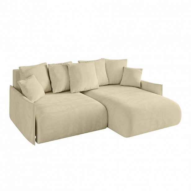 ALTDECOR ROHOVÁ SEDACÍ SOUPRAVA, otoman vpravo ONESK-L -v1 216x177x72, béžový velur